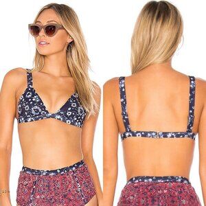 Tavik Revolve Womens Medium Addison Blue Floral Triangle Bikini Top